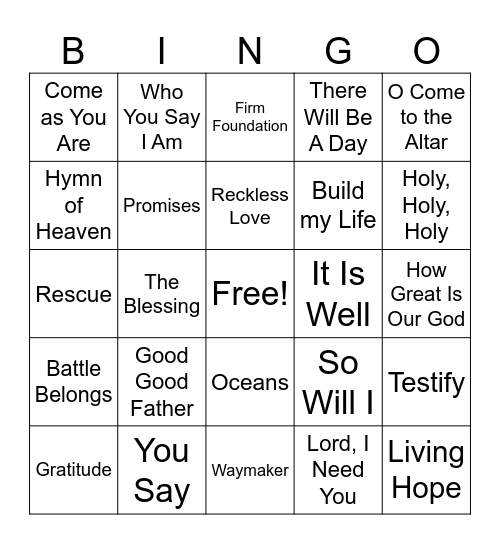 Christian Bingo Card