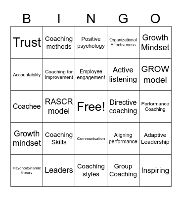 Coaching Bingo Card