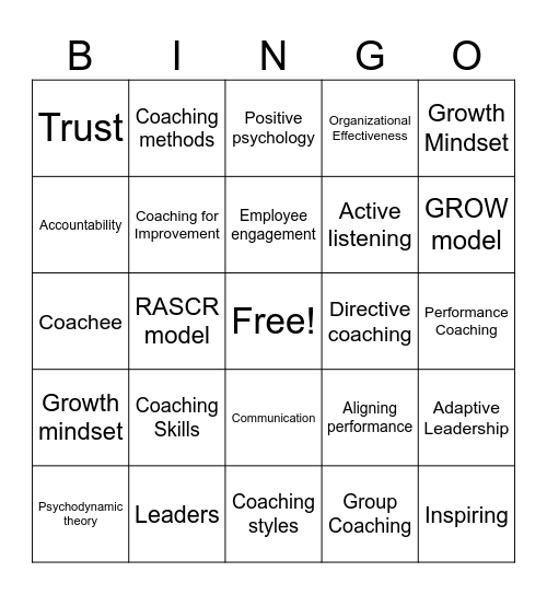 Coaching Bingo Card