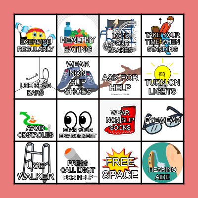 FALL PREVENTION BINGO Card
