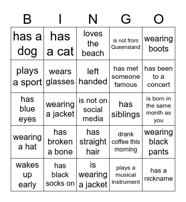 FIND SOMEONE WHO... Bingo Card