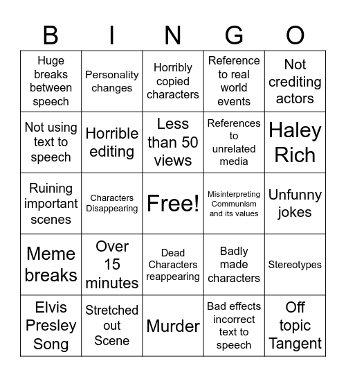 Terrors Of Brookhaven Bingo Card