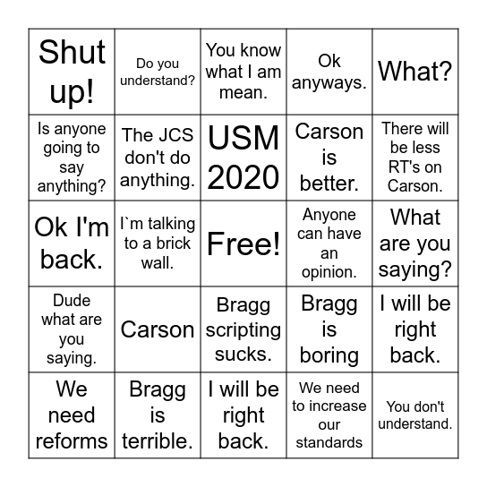 rb5302 Officer meeting bingo Card