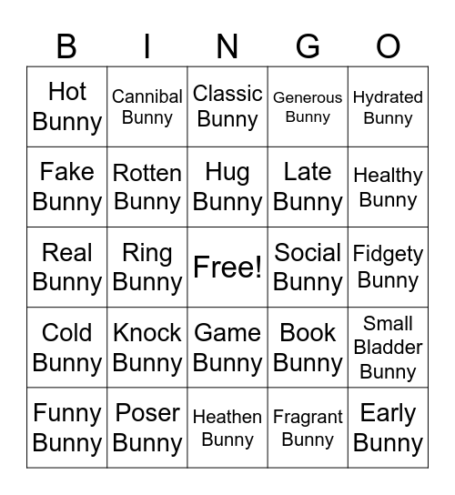 Beautiful Bunny Birthday Bingo Card