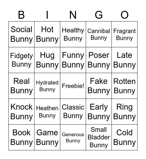 Bubbly Bunny Birthday Bingo Card