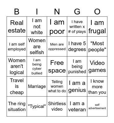 Thaddeus Bingo Card