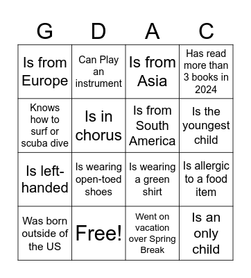 Ice-Breaker Bingo! Bingo Card