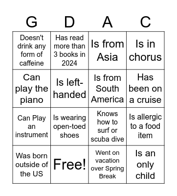 Ice-Breaker Bingo! Bingo Card