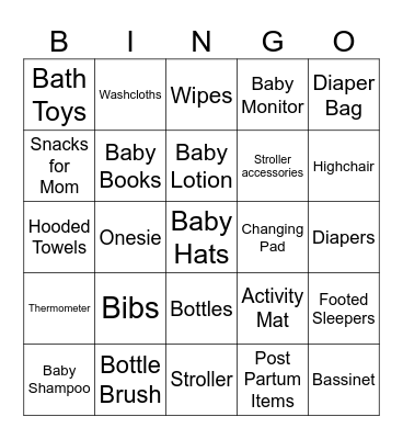 Baby Bean Bingo Card