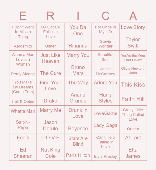 BRIDAL BINGO Card