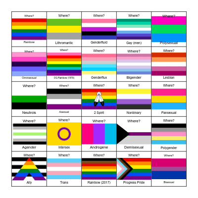 Pride Flag Bingo Card