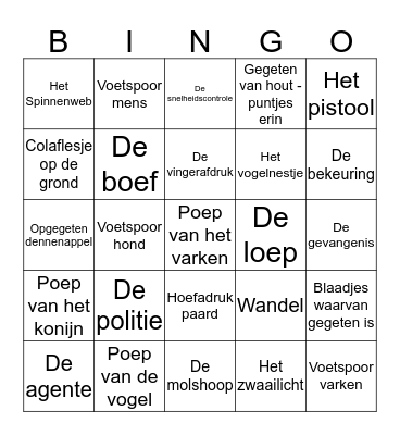 Thema: Speuren Bingo Card