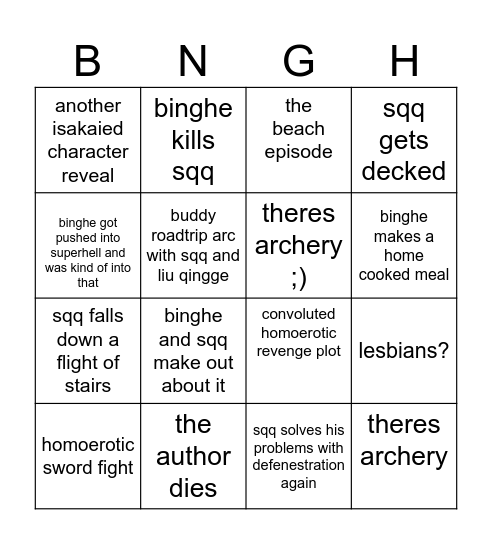 Binghe Card Bingo Card