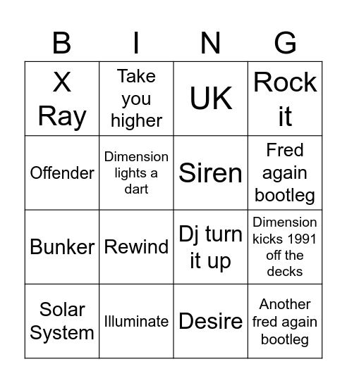 Worship Artists Bingo Card
