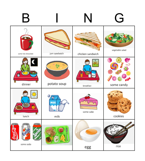 Food bingo Card