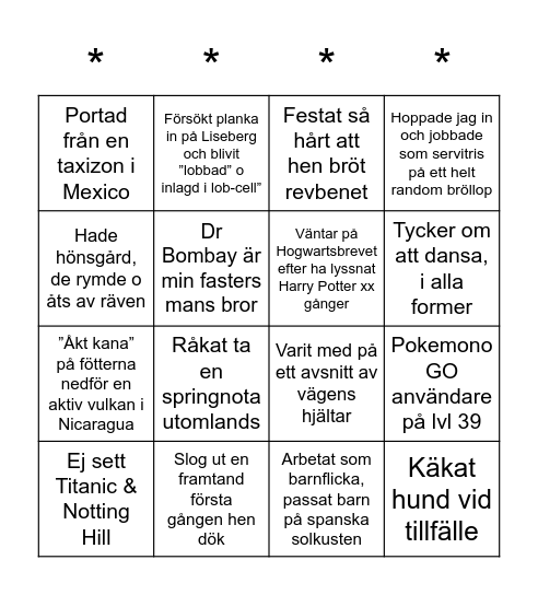 JUG-MINGEL Bingo Card