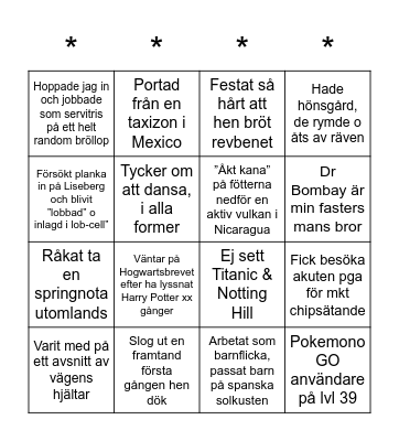 JUG-MINGEL Bingo Card