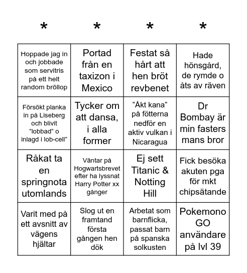 JUG-MINGEL Bingo Card
