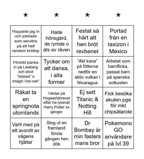 JUG-MINGEL Bingo Card