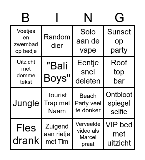 Roy Snap Story Bingo Card