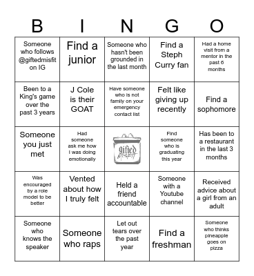 No Cheating Bingo Card