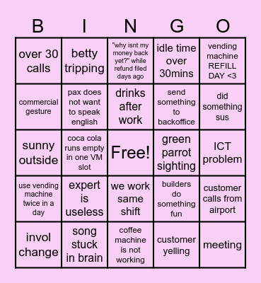 Work bingo <3 <3 Bingo Card