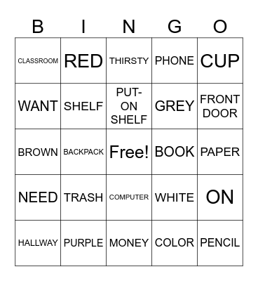 New Vocab ASL Bingo Card