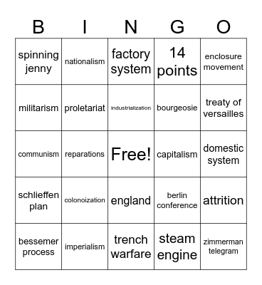 WH1 Bingo Card