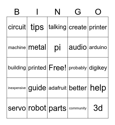 Maker Bingo Card