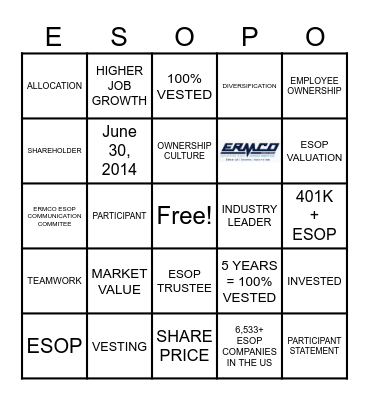 ERMO ESOP "O" Bingo Card