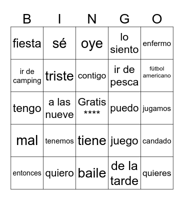 C4B - ¿Quiéres ir conmigo? Bingo Card