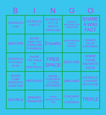 Customer Service Bingo Card