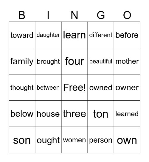 Step 5 HFW Bingo Card