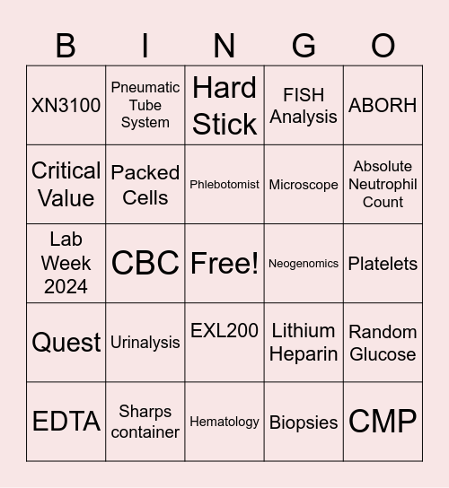 MCI Lab Week 2024 Bingo Card