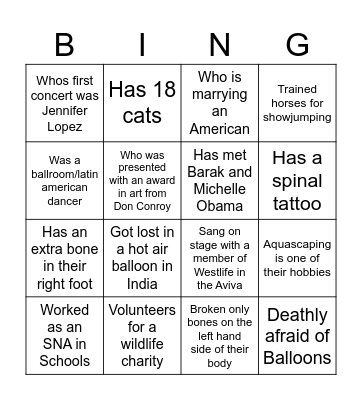 Team Building Bingo Card