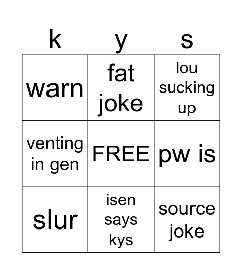 pd bingo Card