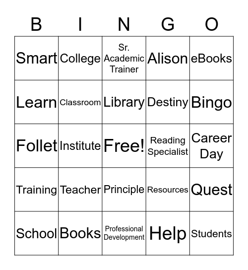Career Day Bingo Card