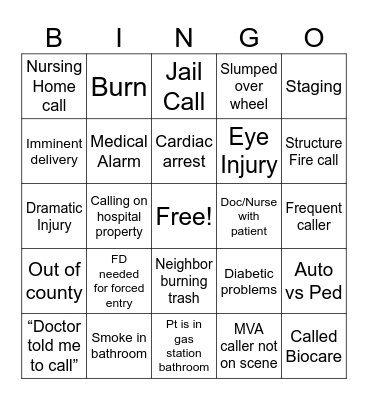 Call Take Bingo Card