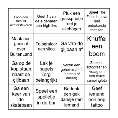 BuitenLand Bingo Card