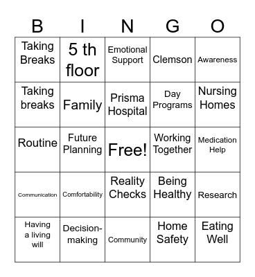 Advance Care Planning Bingo Card