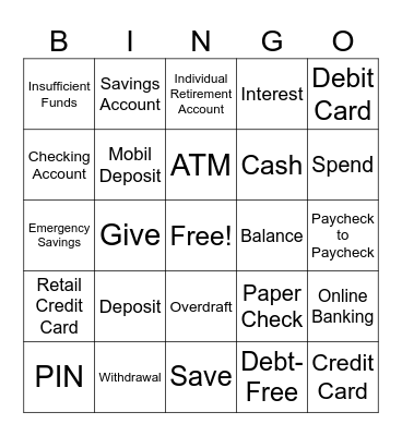 Financial Literacy Bingo Card