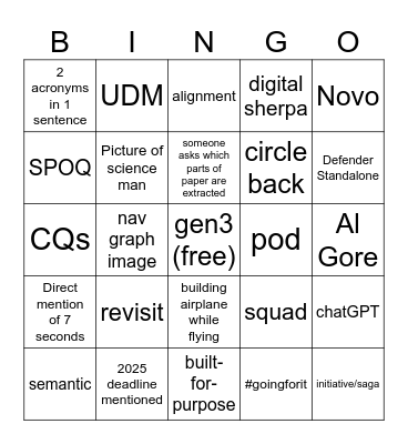 Platform Update Bingo Card