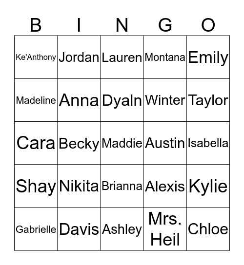 1st period ELA Bingo Card