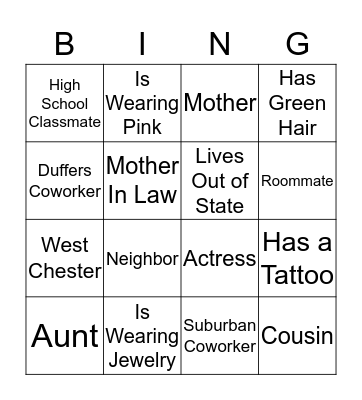 Bridal Bingo Card