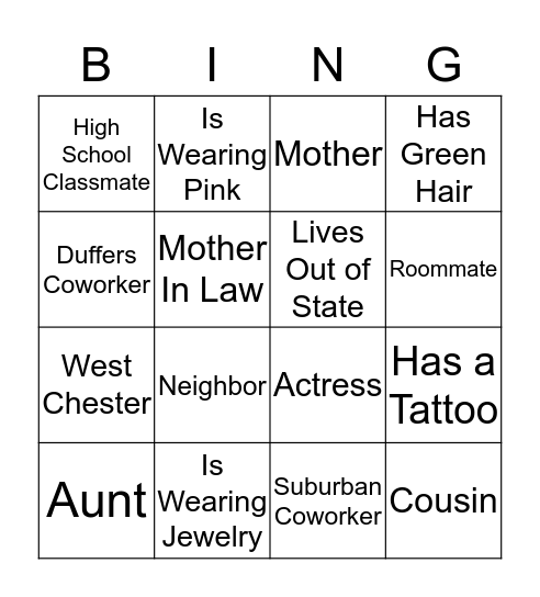 Bridal Bingo Card