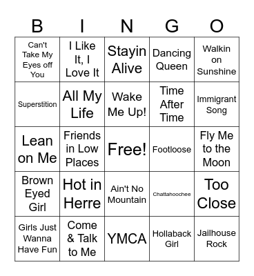 Sing Along Bingo! Bingo Card