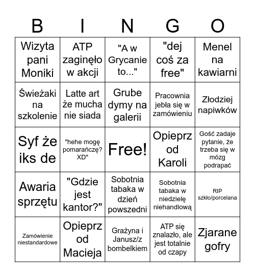 Wileńska Bingo Card