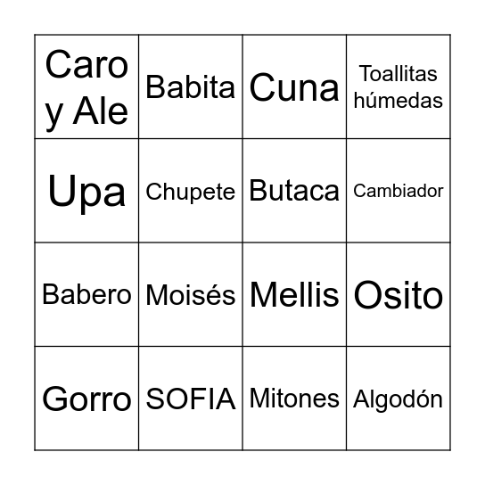 SOFIA Bingo Card
