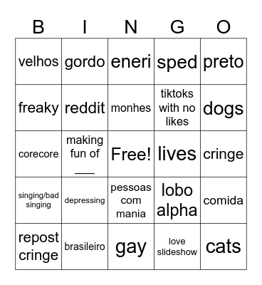 tiktok Bingo Card