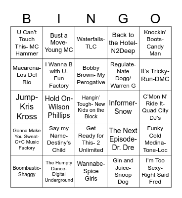 HFI 30yr Celebration Music Bingo Card